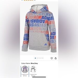 Boys Adidas Fade Print Pullover hoodie size L